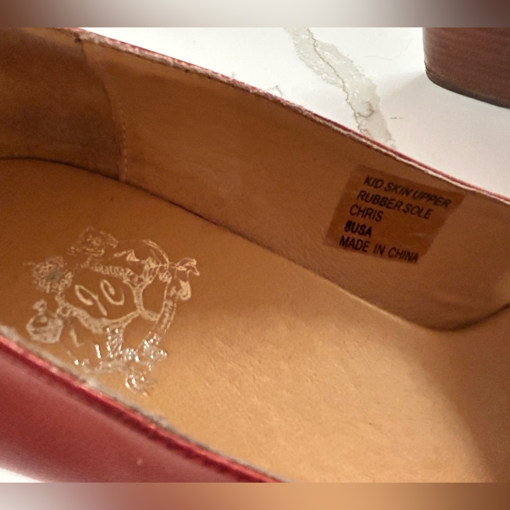 Red leather & wood wedge heels - Picture 3 of 13